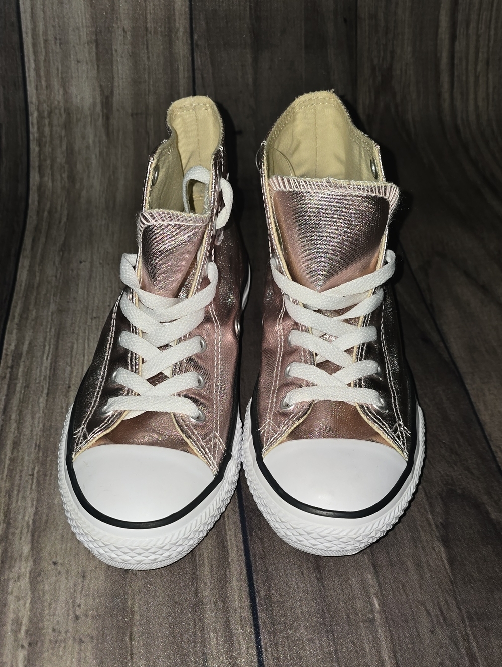 Kids Metallic Rose High-Top Sneakers